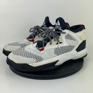 Adidas D Lillard 2 Primeknit White/Red Basketball Shoes B54171 Men's Size 12
